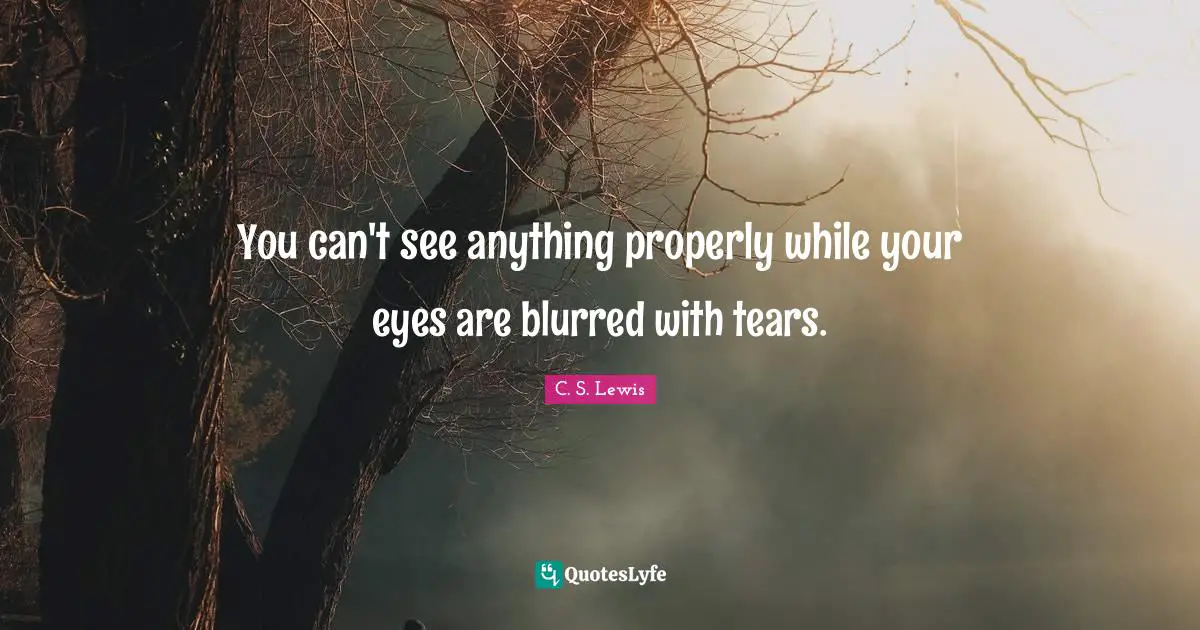 You can't see anything properly while your eyes are blurred with tears.