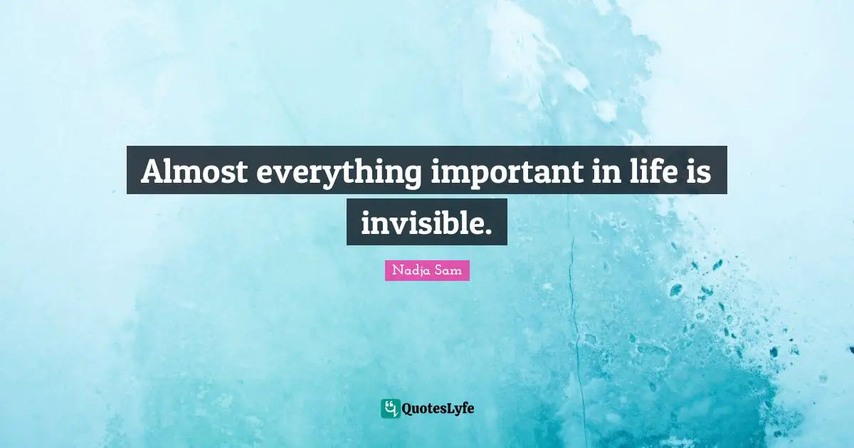 Almost everything important in life is invisible.