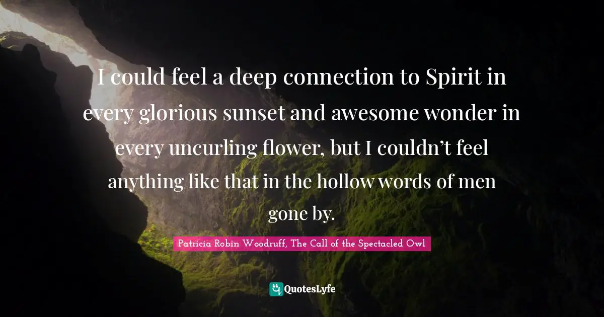 I could feel a deep connection to Spirit in every glorious sunset and awesome wonder in every uncurling flower, but I couldn’t feel anything like that in the hollow words of men gone by.