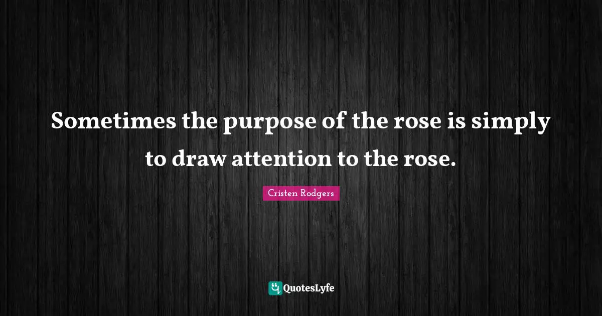 Sometimes the purpose of the rose is simply to draw attention to the rose.