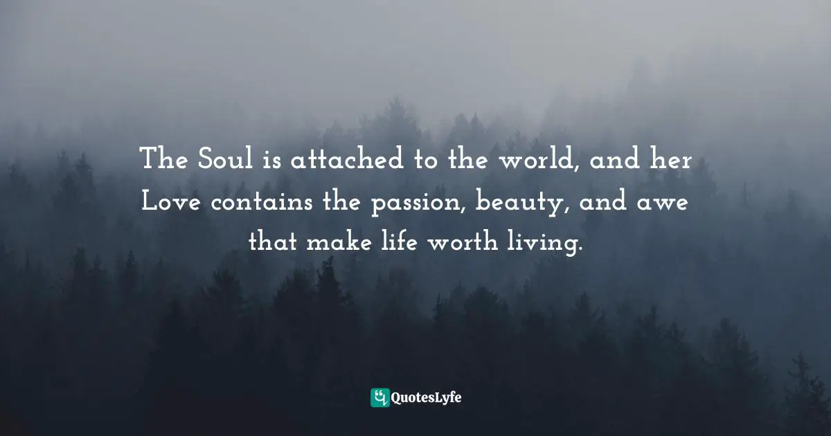 The Soul is attached to the world, and her Love contains the passion, beauty, and awe that make life worth living.