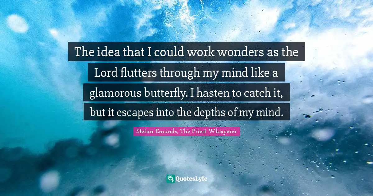 The idea that I could work wonders as the Lord flutters through my mind like a glamorous butterfly. I hasten to catch it, but it escapes into the depths of my mind.