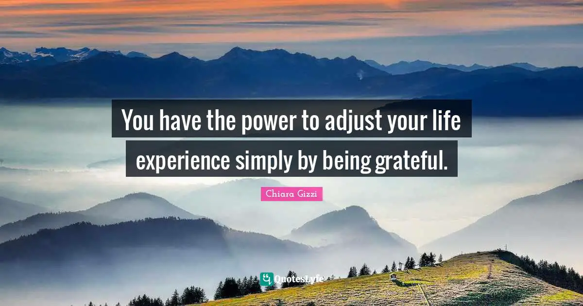 You have the power to adjust your life experience simply by being grateful.
