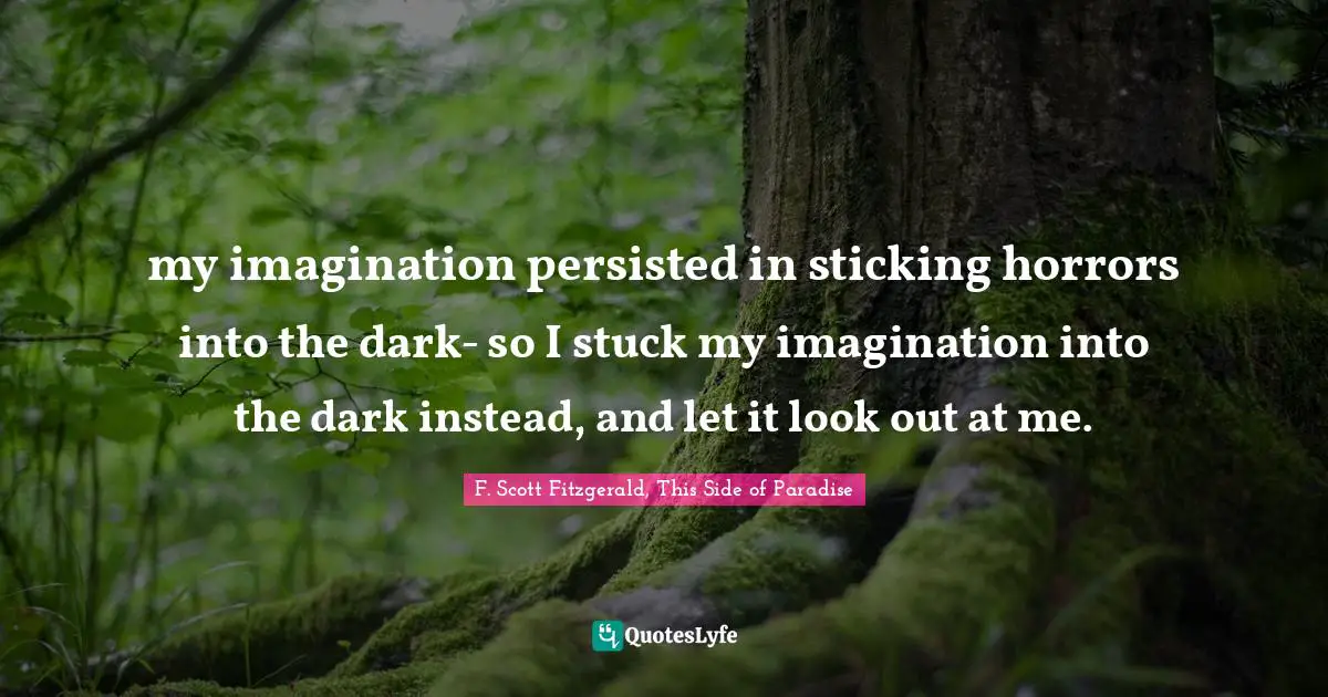 my imagination persisted in sticking horrors into the dark- so I stuck my imagination into the dark instead, and let it look out at me.