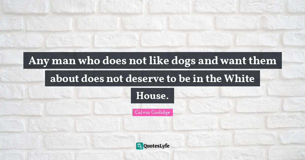 Any man who does not like dogs and want them about does not deserve to be in the White House.