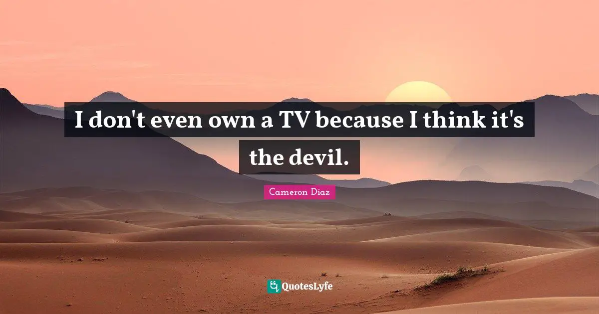 I don't even own a TV because I think it's the devil.