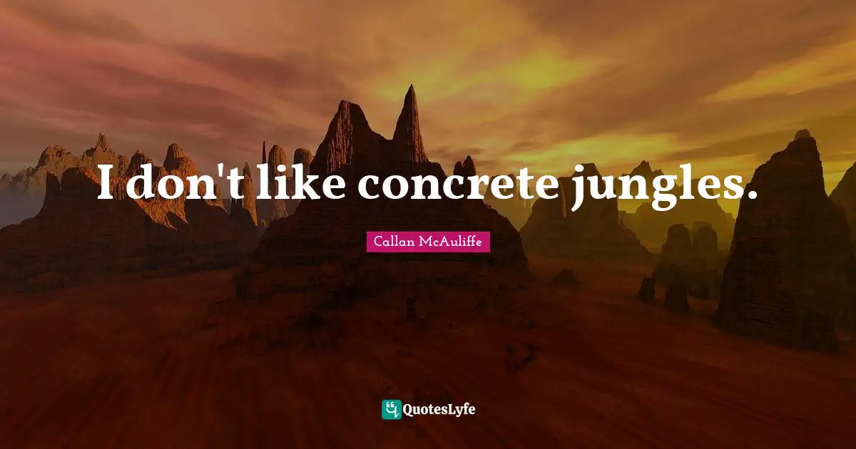 I don't like concrete jungles.