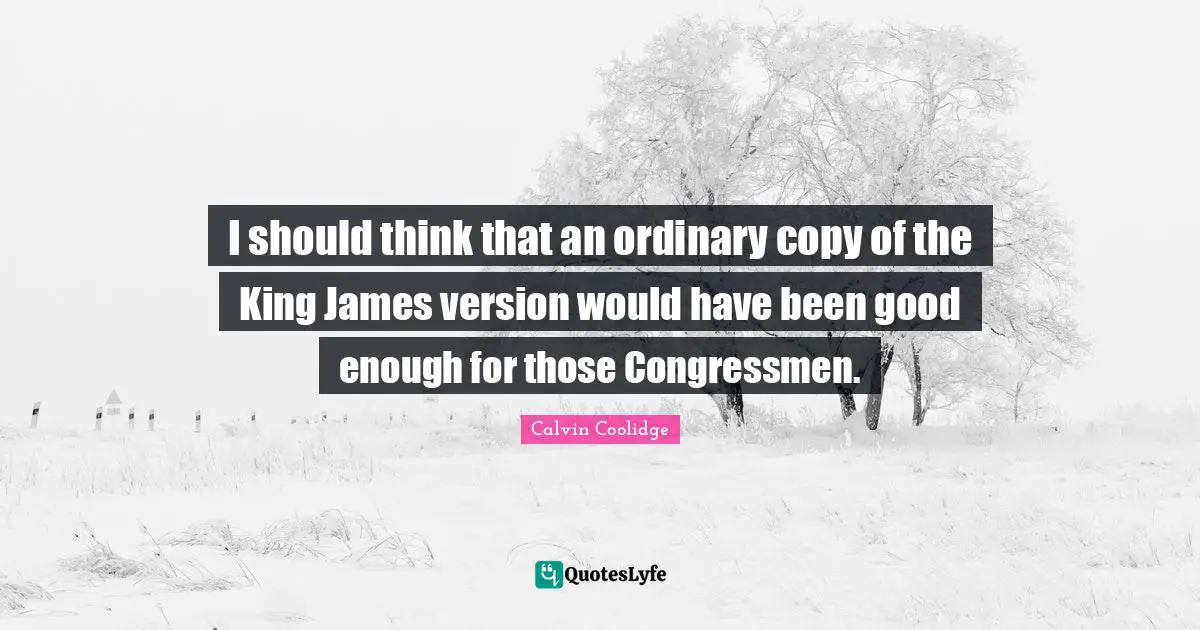 I should think that an ordinary copy of the King James version would have been good enough for those Congressmen.