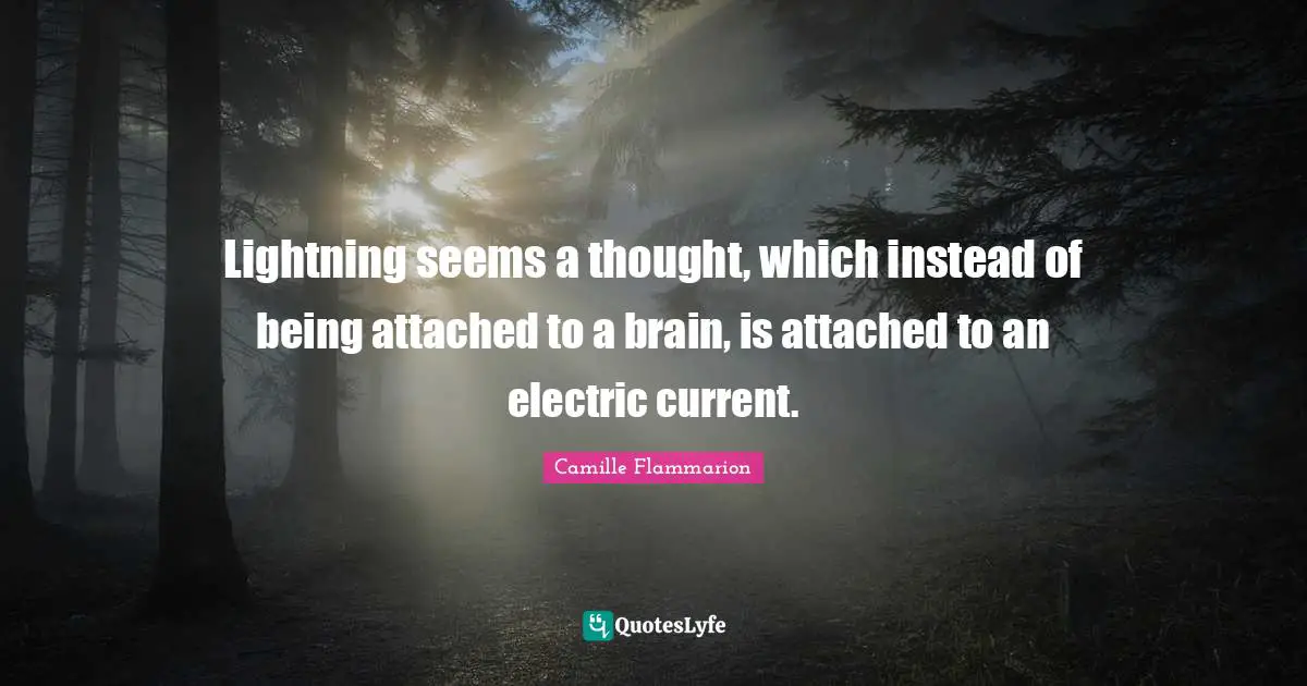 Camille Flammarion Quotes: "Lightning seems a thought, which instead of being attached to a brain, is attached to an electric current."