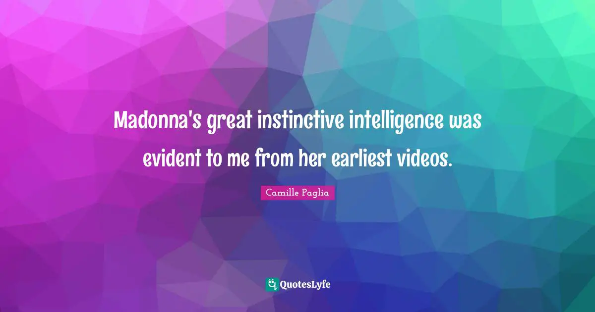 Madonna's great instinctive intelligence was evident to me from her earliest videos.