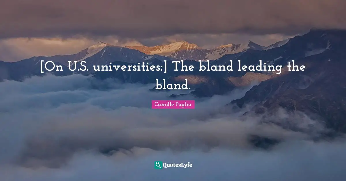 [On U.S. universities:] The bland leading the bland.
