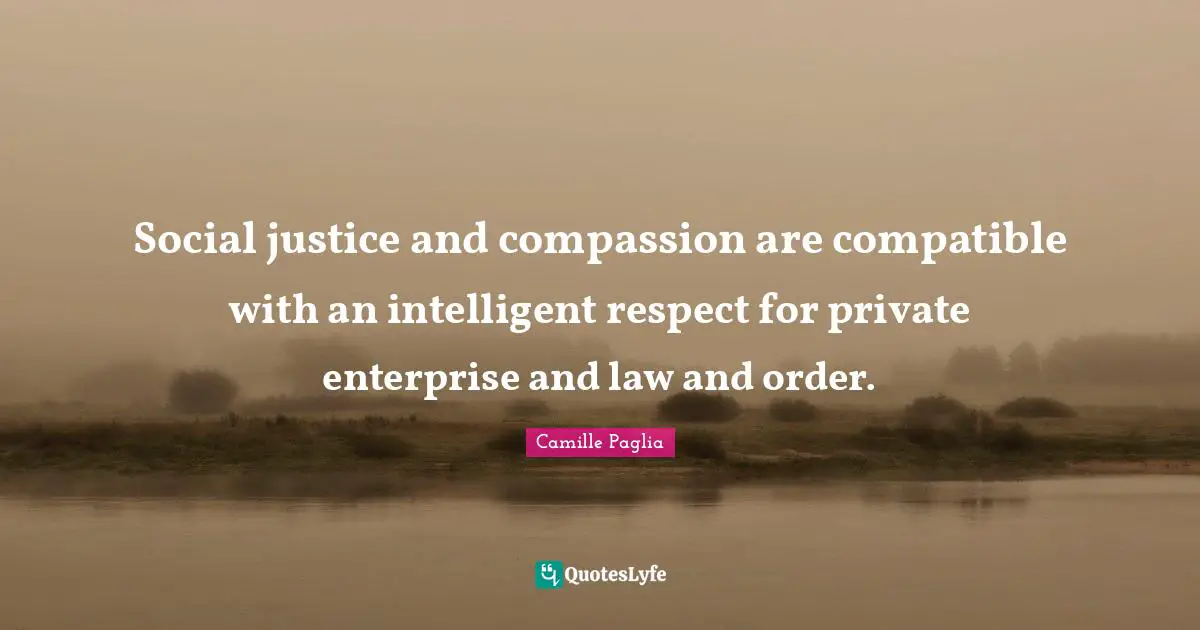 Social justice and compassion are compatible with an intelligent respect for private enterprise and law and order.