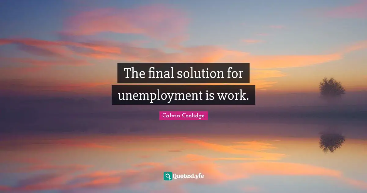 The final solution for unemployment is work.