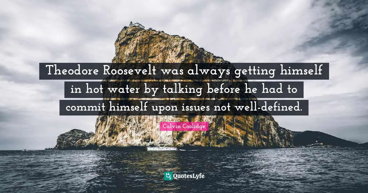 Theodore Roosevelt was always getting himself in hot water by talking before he had to commit himself upon issues not well-defined.