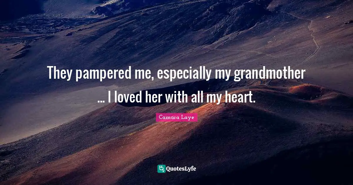 Camara Laye Quotes: "They pampered me, especially my grandmother ... I loved her with all my heart."