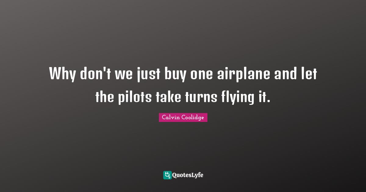 Why don't we just buy one airplane and let the pilots take turns flying it.