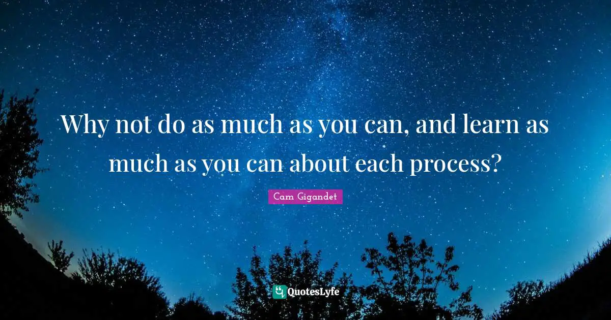 Why not do as much as you can, and learn as much as you can about each process?