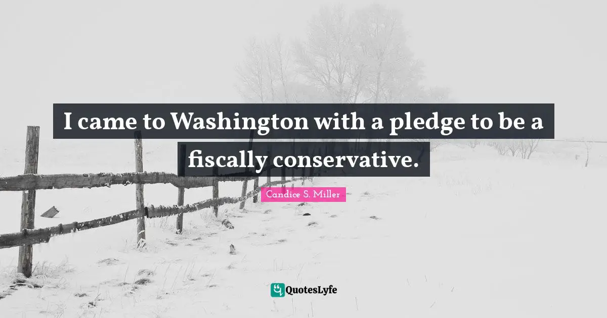 I came to Washington with a pledge to be a fiscally conservative.