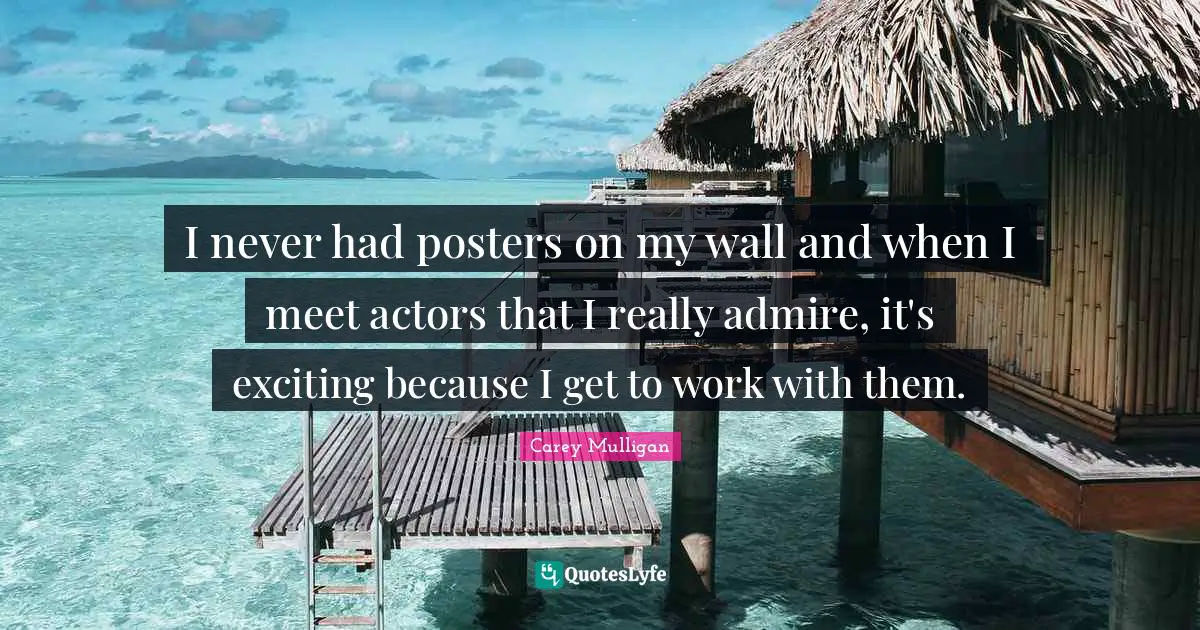 I never had posters on my wall and when I meet actors that I really admire, it's exciting because I get to work with them.