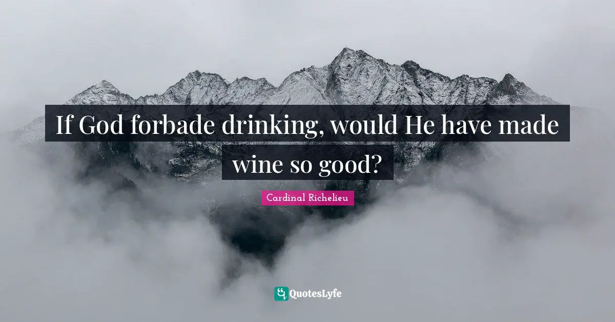 If God forbade drinking, would He have made wine so good?
