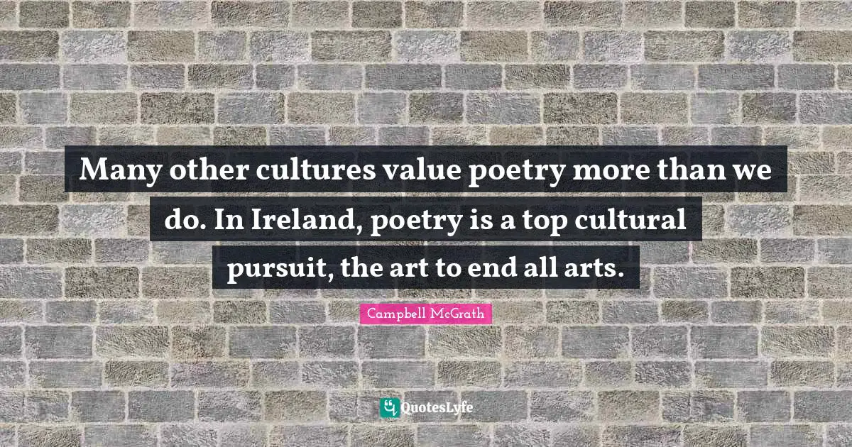 Many other cultures value poetry more than we do. In Ireland, poetry is a top cultural pursuit, the art to end all arts.
