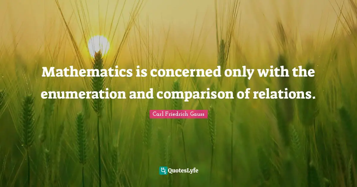 Mathematics is concerned only with the enumeration and comparison of relations.