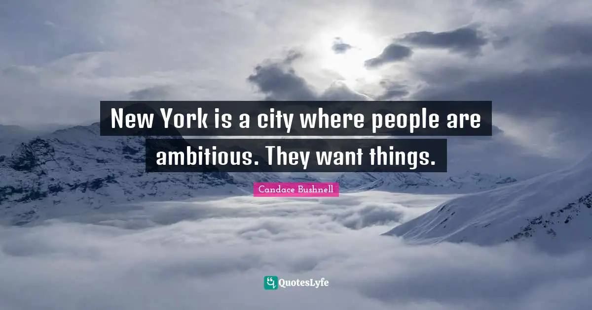 New York is a city where people are ambitious. They want things.
