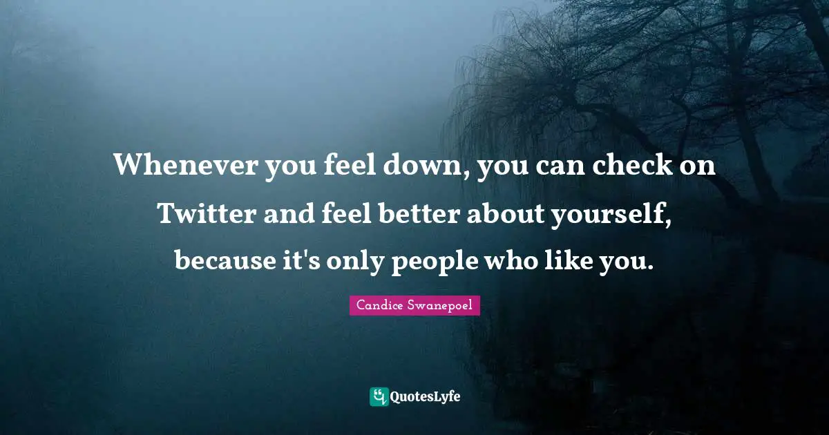 Whenever you feel down, you can check on Twitter and feel better about yourself, because it's only people who like you.