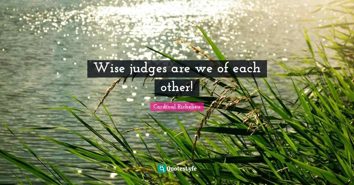 Richelieu Quotes: "Wise judges are we of each other!"