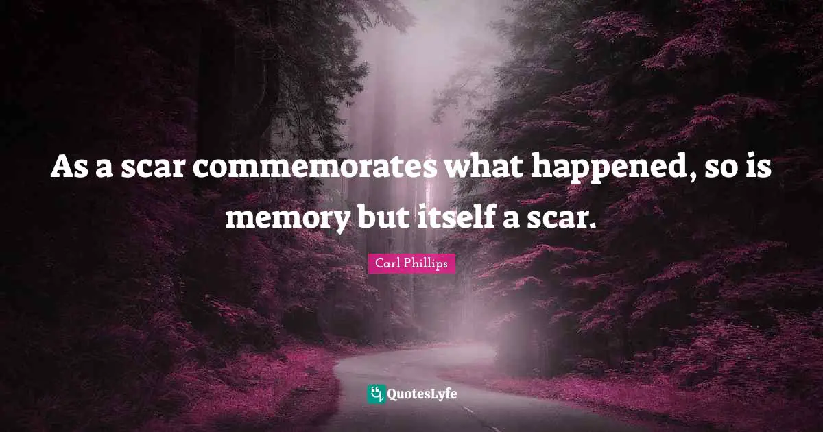 As a scar commemorates what happened, so is memory but itself a scar.