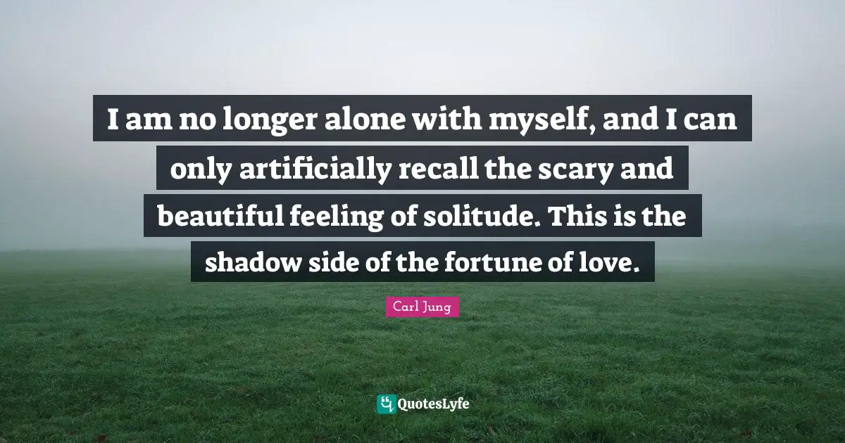I am no longer alone with myself, and I can only artificially recall the scary and beautiful feeling of solitude. This is the shadow side of the fortune of love.