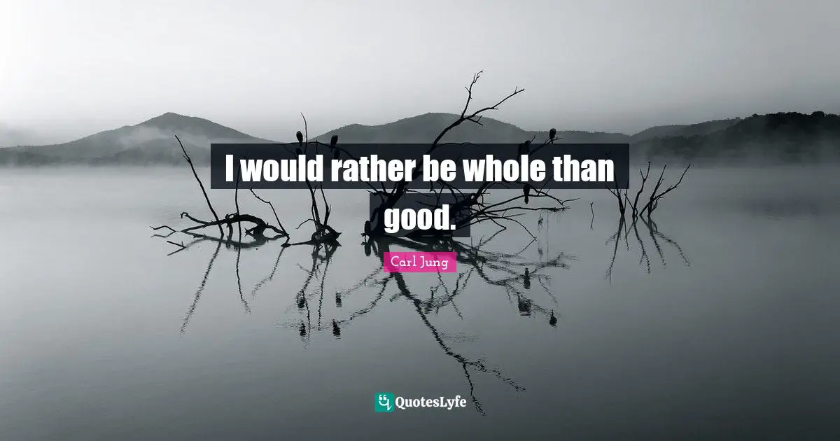 I would rather be whole than good.