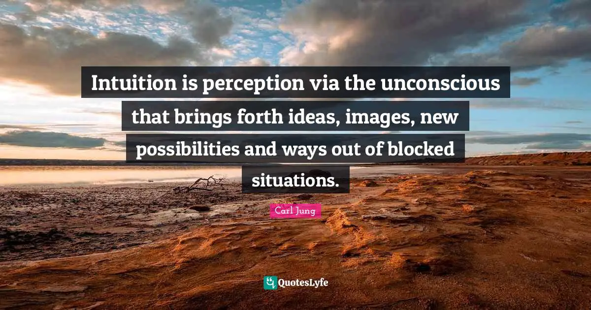 Possibilities Quotes: "Intuition is perception via the unconscious that brings forth ideas, images, new possibilities and ways out of blocked situations."