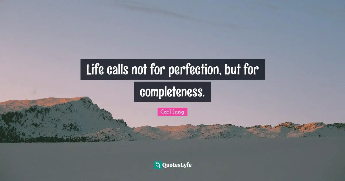 Life calls not for perfection, but for completeness.