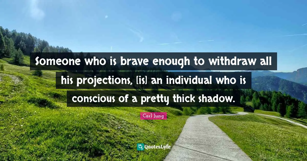 Someone who is brave enough to withdraw all his projections, [is] an individual who is conscious of a pretty thick shadow.