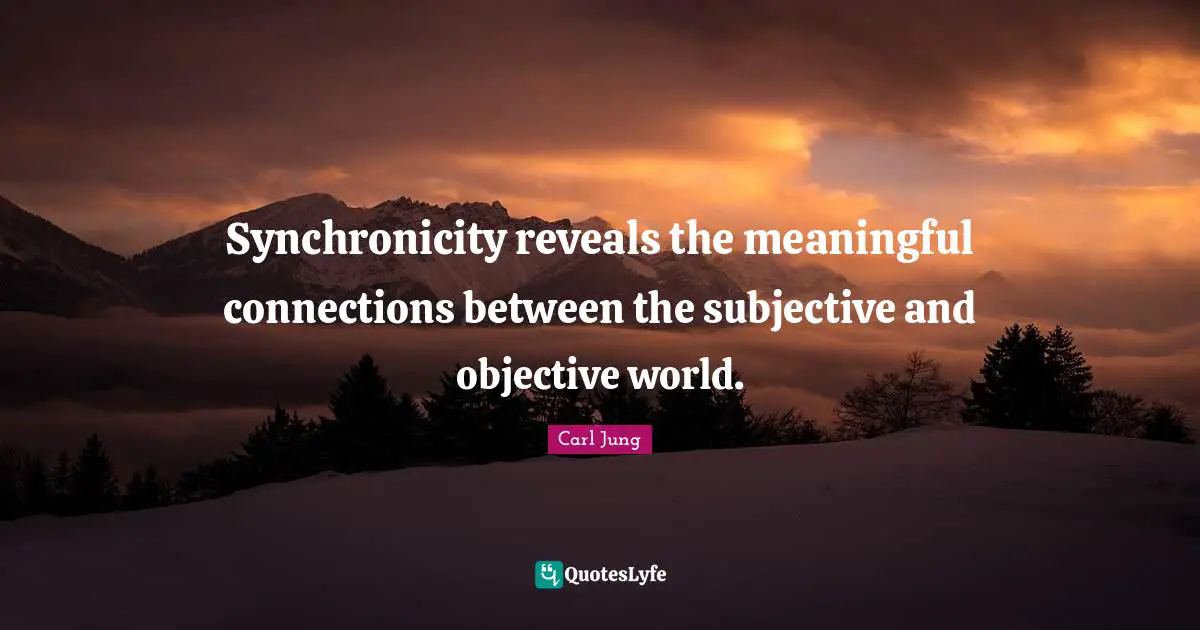 Connections Quotes: "Synchronicity reveals the meaningful connections between the subjective and objective world."