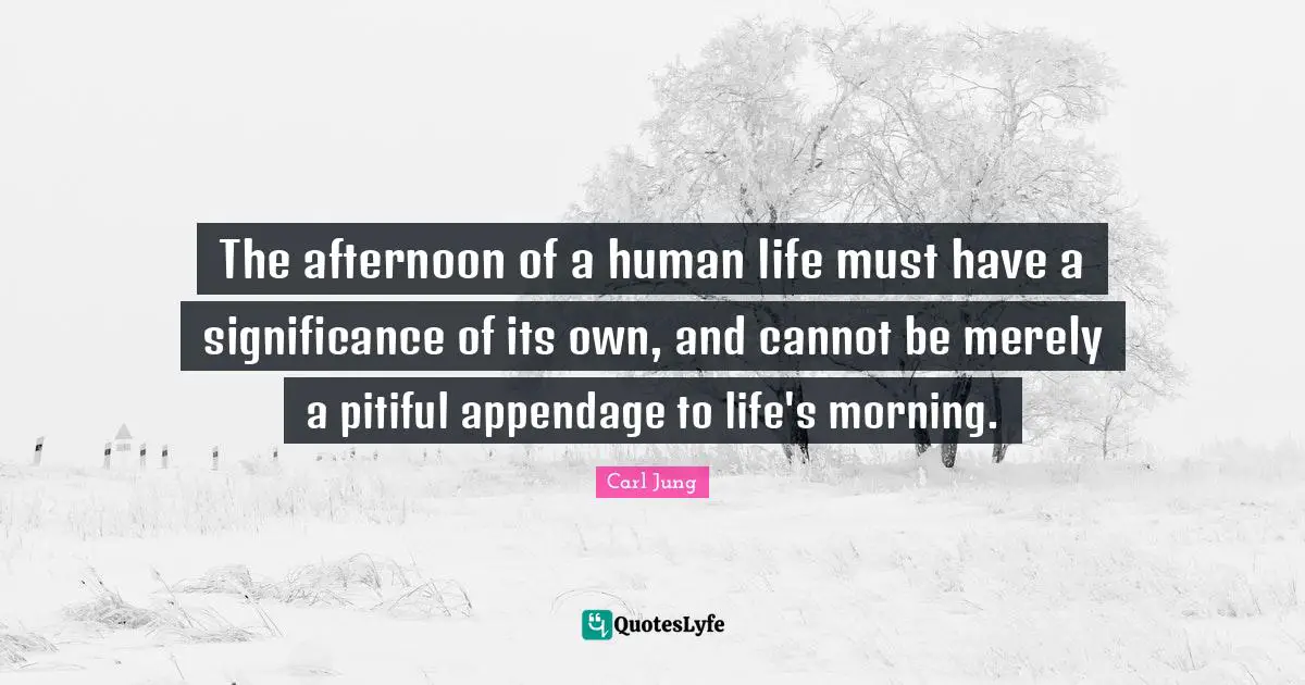 The afternoon of a human life must have a significance of its own, and cannot be merely a pitiful appendage to life's morning.