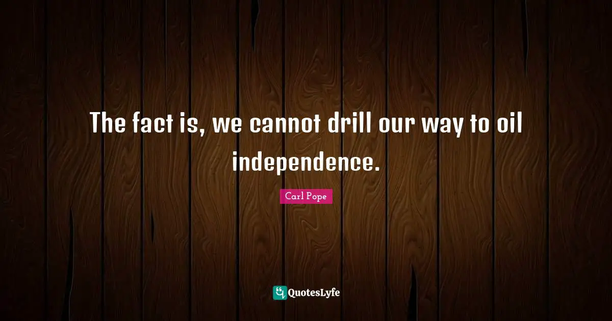 The fact is, we cannot drill our way to oil independence.