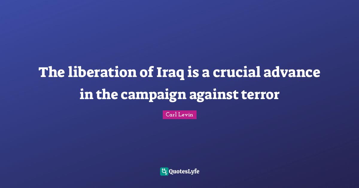 The liberation of Iraq is a crucial advance in the campaign against terror