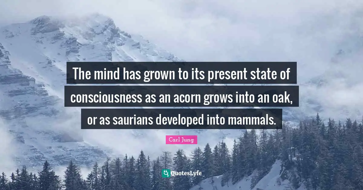 The mind has grown to its present state of consciousness as an acorn grows into an oak, or as saurians developed into mammals.