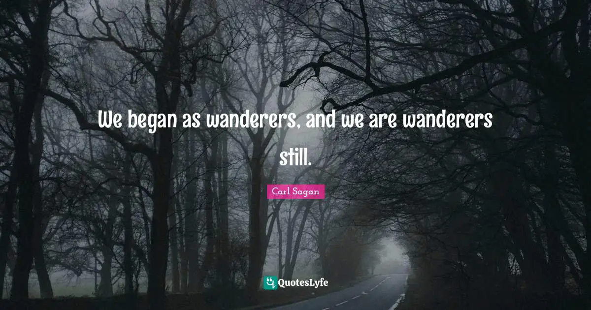 We began as wanderers, and we are wanderers still.