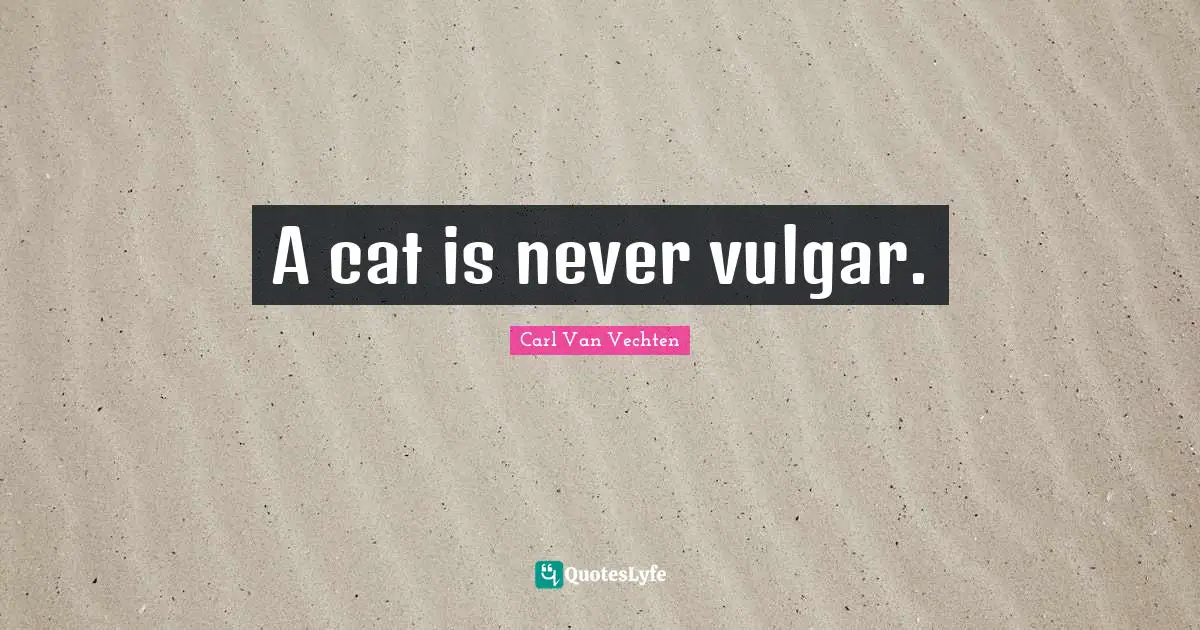 A cat is never vulgar.