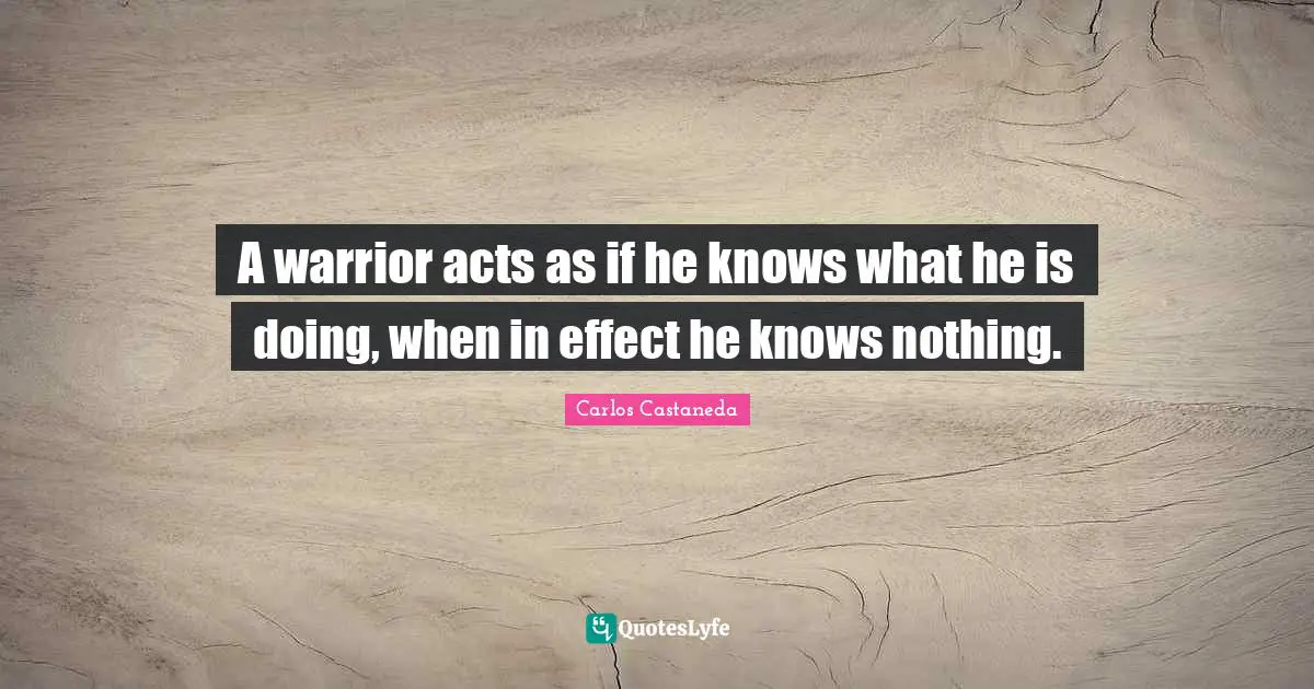 A warrior acts as if he knows what he is doing, when in effect he knows nothing.