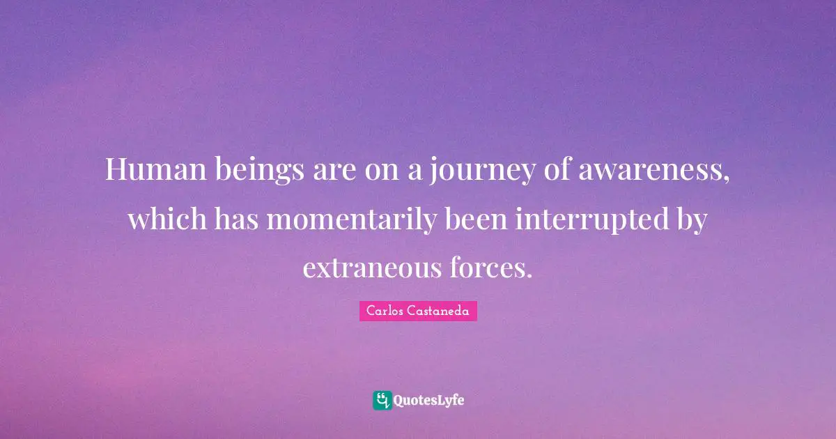 Human beings are on a journey of awareness, which has momentarily been interrupted by extraneous forces.