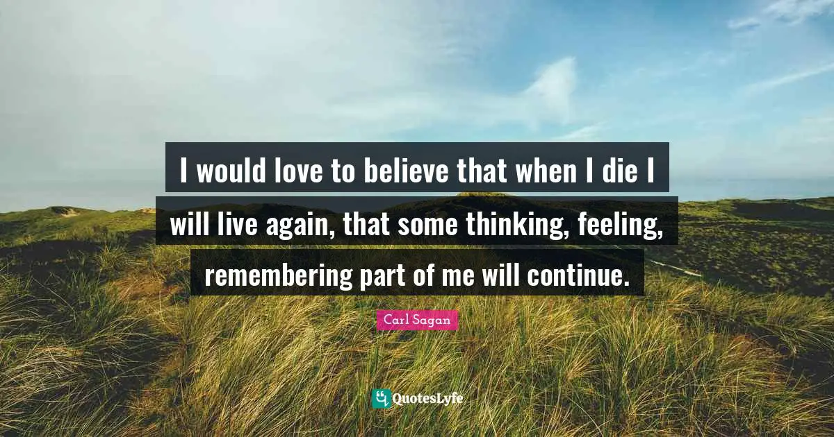 I would love to believe that when I die I will live again, that some thinking, feeling, remembering part of me will continue.