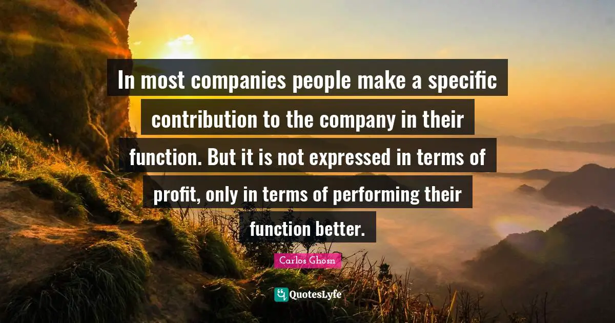 In most companies people make a specific contribution to the company in their function. But it is not expressed in terms of profit, only in terms of performing their function better.