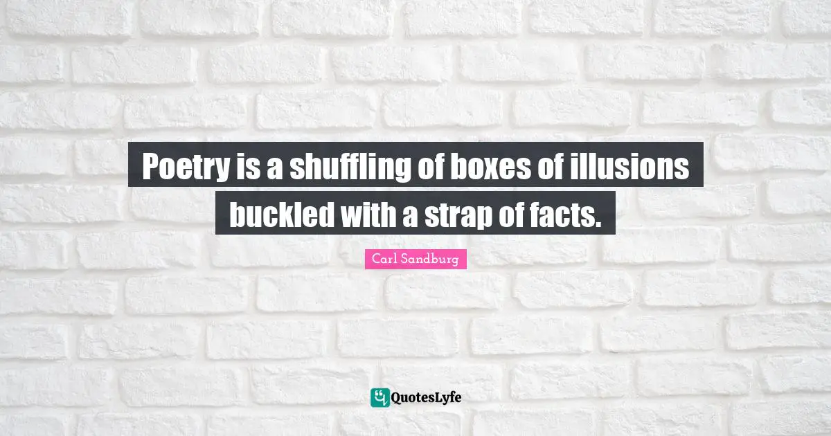 Poetry is a shuffling of boxes of illusions buckled with a strap of facts.