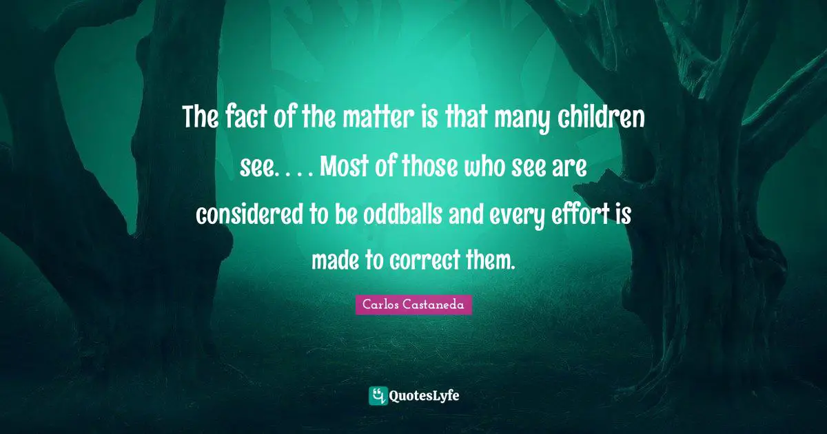 The fact of the matter is that many children see. . . . Most of those who see are considered to be oddballs and every effort is made to correct them.