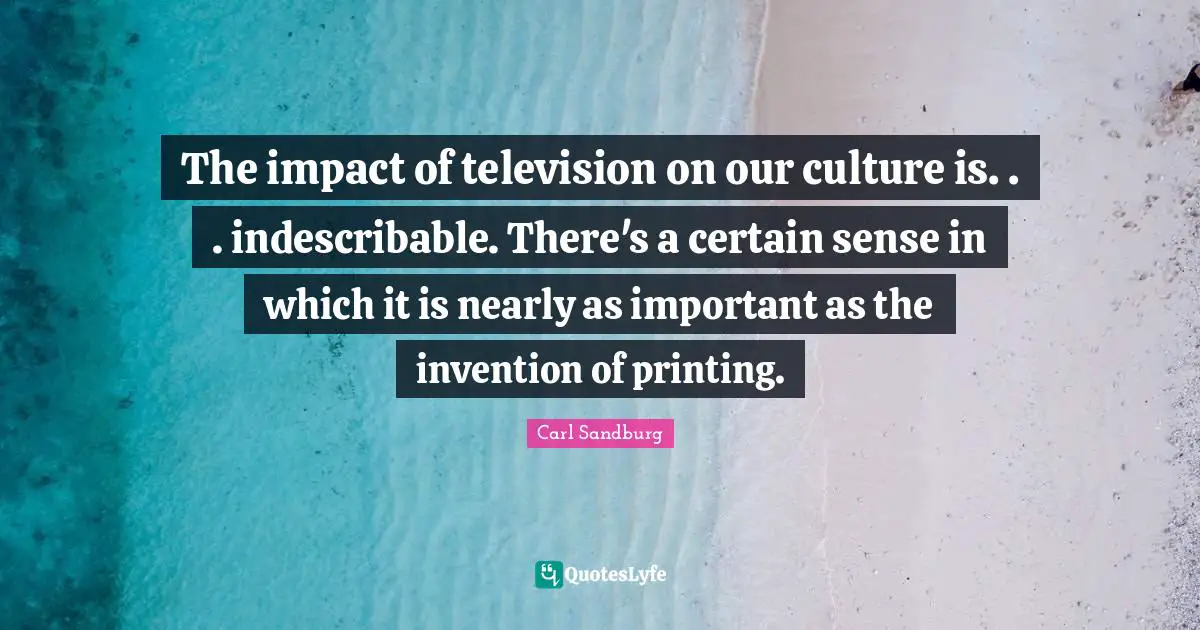 The impact of television on our culture is. . . indescribable. There's a certain sense in which it is nearly as important as the invention of printing.