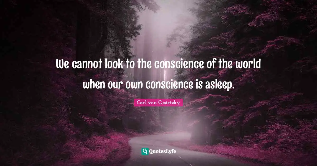 We cannot look to the conscience of the world when our own conscience is asleep.